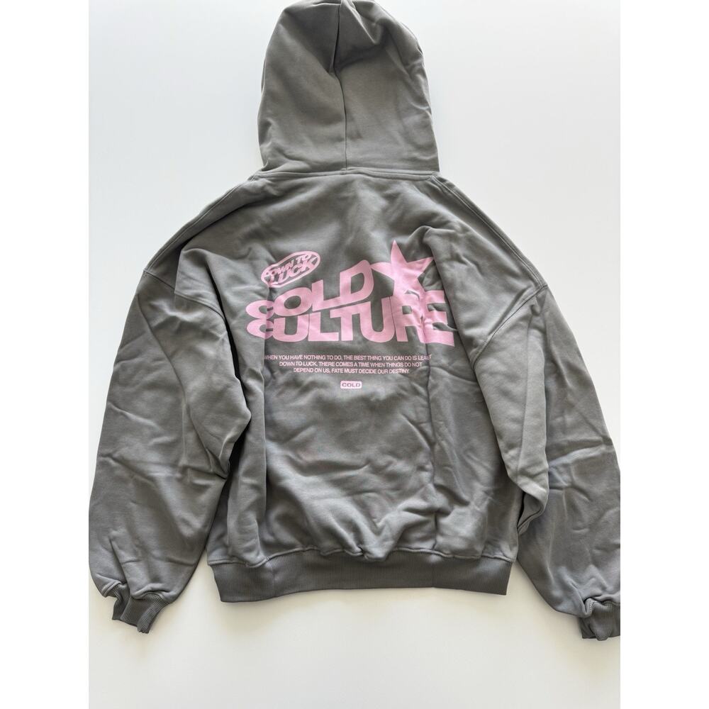 Cold Culture Down To Luck Hoodie Smoke Grey Medium NWT